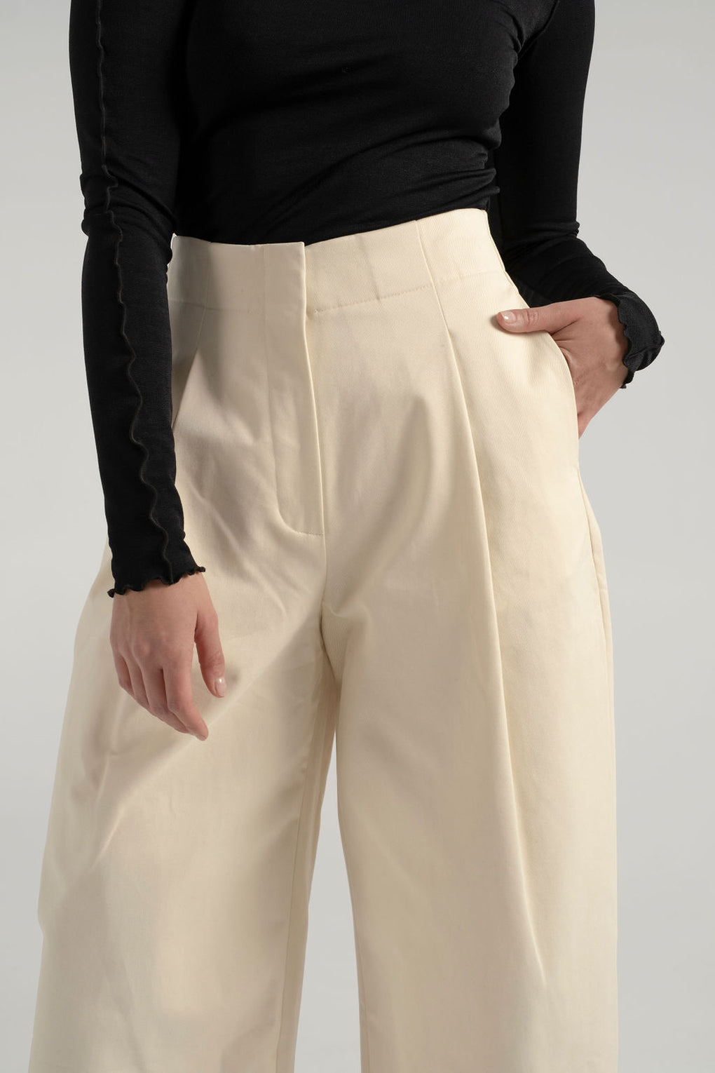 Studio Nicholson-Studio Nicholson Dordini Pants-wide leg trousers-cream trousers-white pants-Idun-St. Paul
